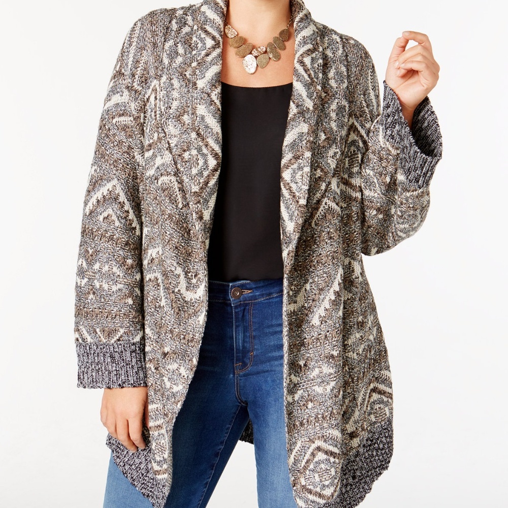 Style & Co. Patterned Open Duster Cardigan
